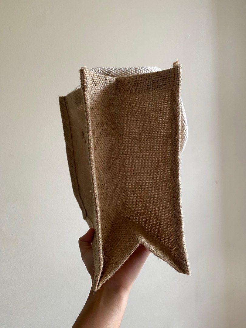 Muji Mini Jute Expandable Tote Bag, Women's Fashion, Bags & Wallets