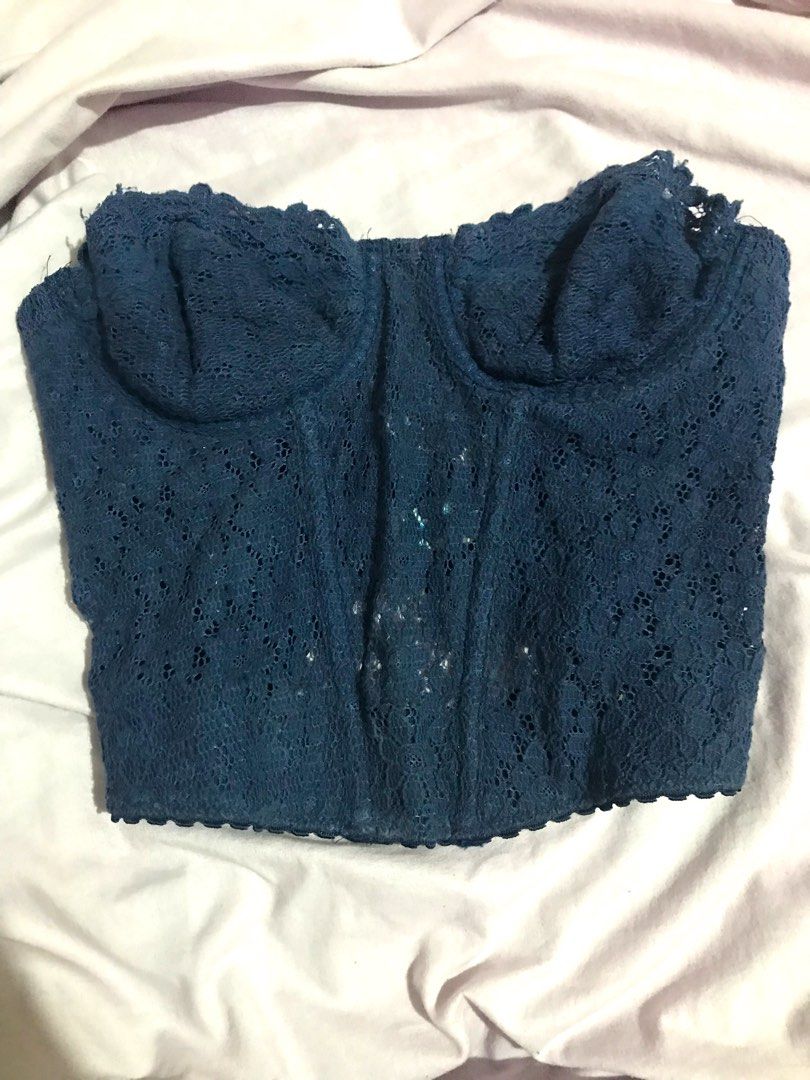 Navy Blue Lace Bustier Corset top, Women's Fashion, Tops, Others Tops
