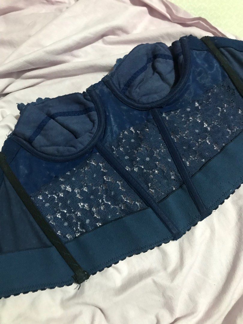 Navy Blue Lace Bustier Corset top, Women's Fashion, Tops, Others Tops