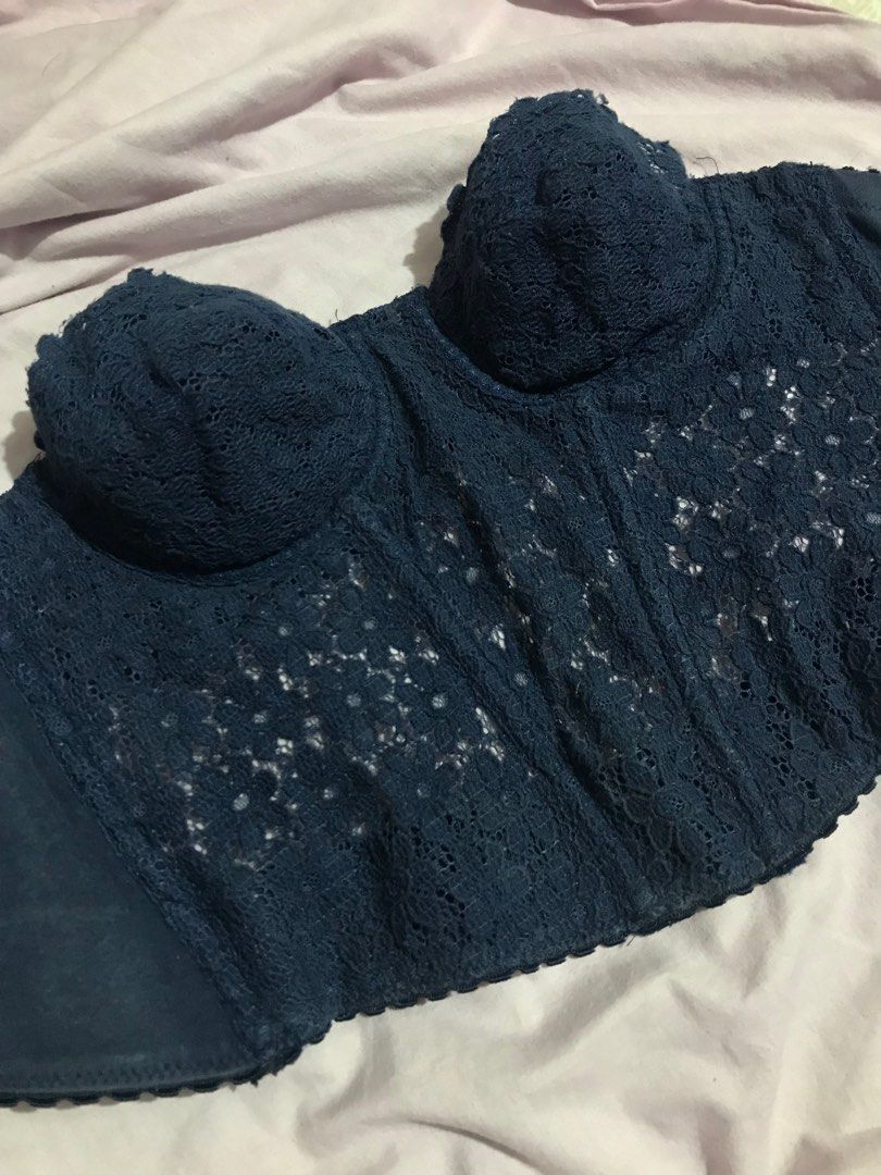 Navy Blue Lace Bustier Corset top, Women's Fashion, Tops, Others Tops