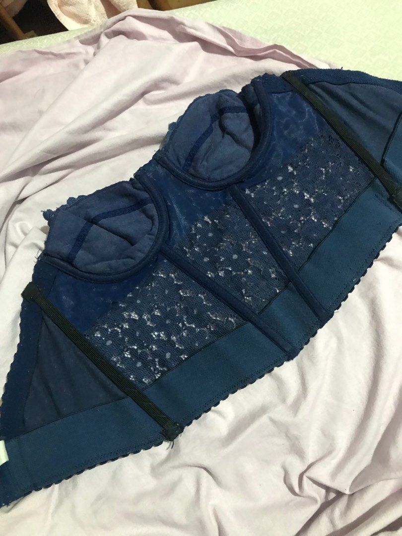 Navy Blue Lace Bustier Corset top, Women's Fashion, Tops, Others Tops