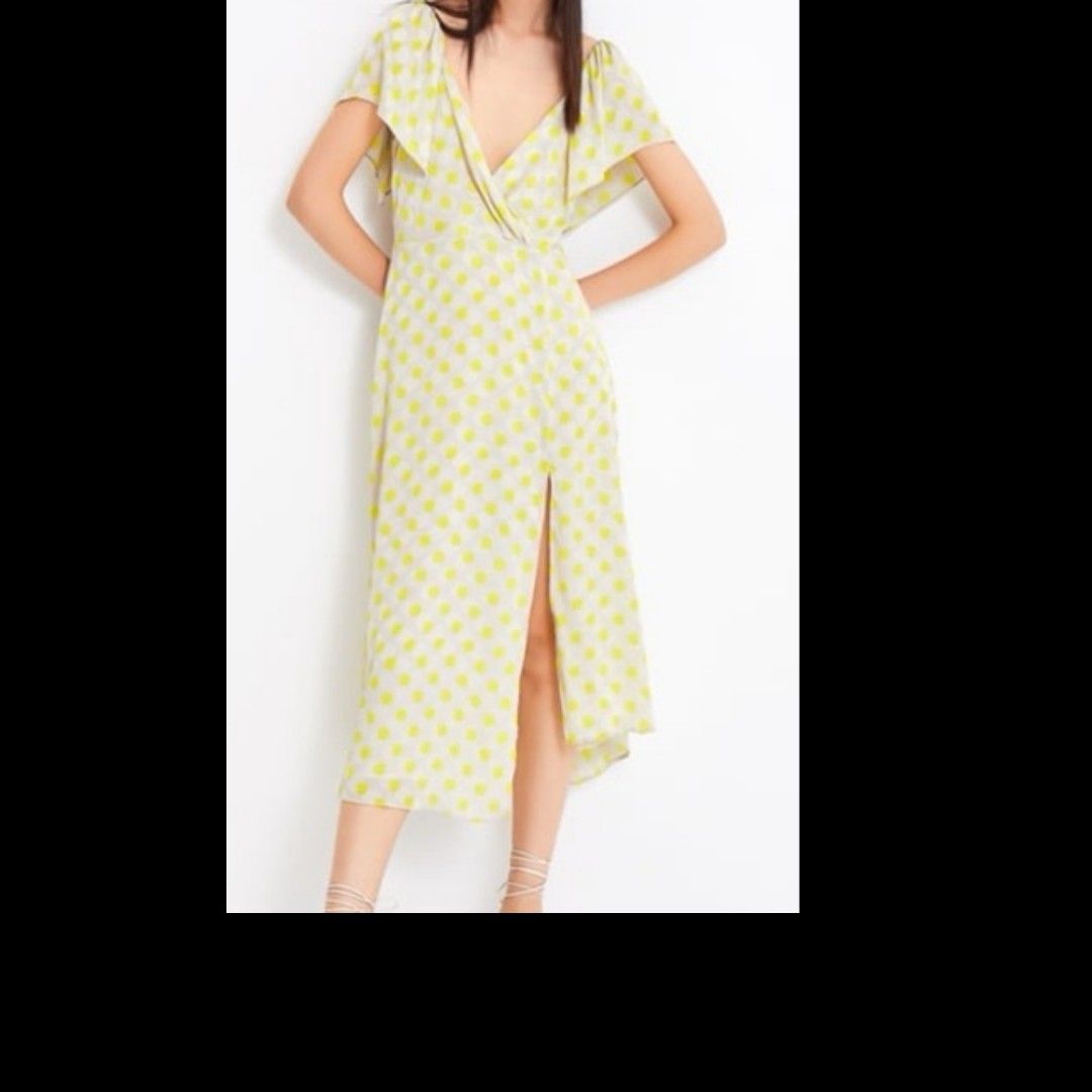 Zara yellow polka dot dress hotsell