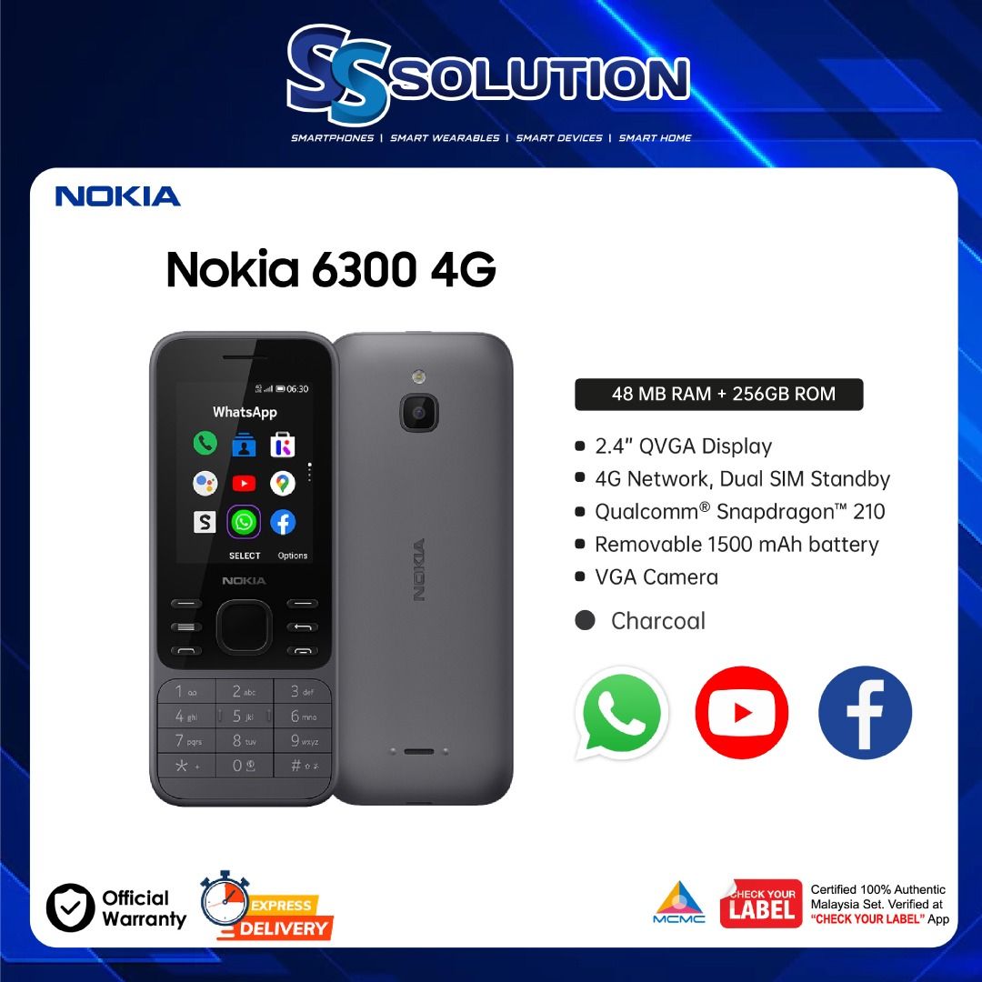 Nokia 6300 4G Original With 1 Year Warranty By Nokia Malaysia, Mobile  Phones & Gadgets, Other Gadgets on Carousell