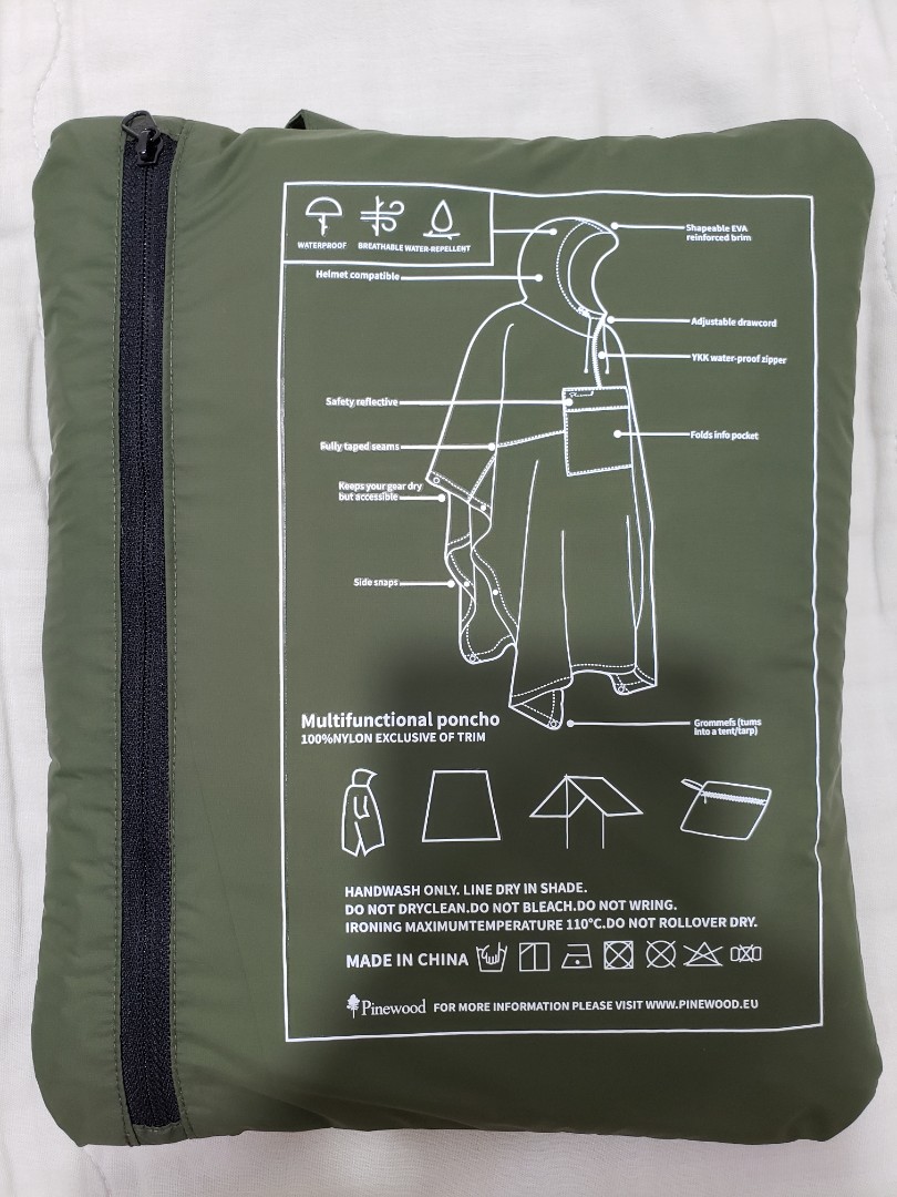 Pinewood Raincoat foldable Poncho lightweight Rain cover Sports