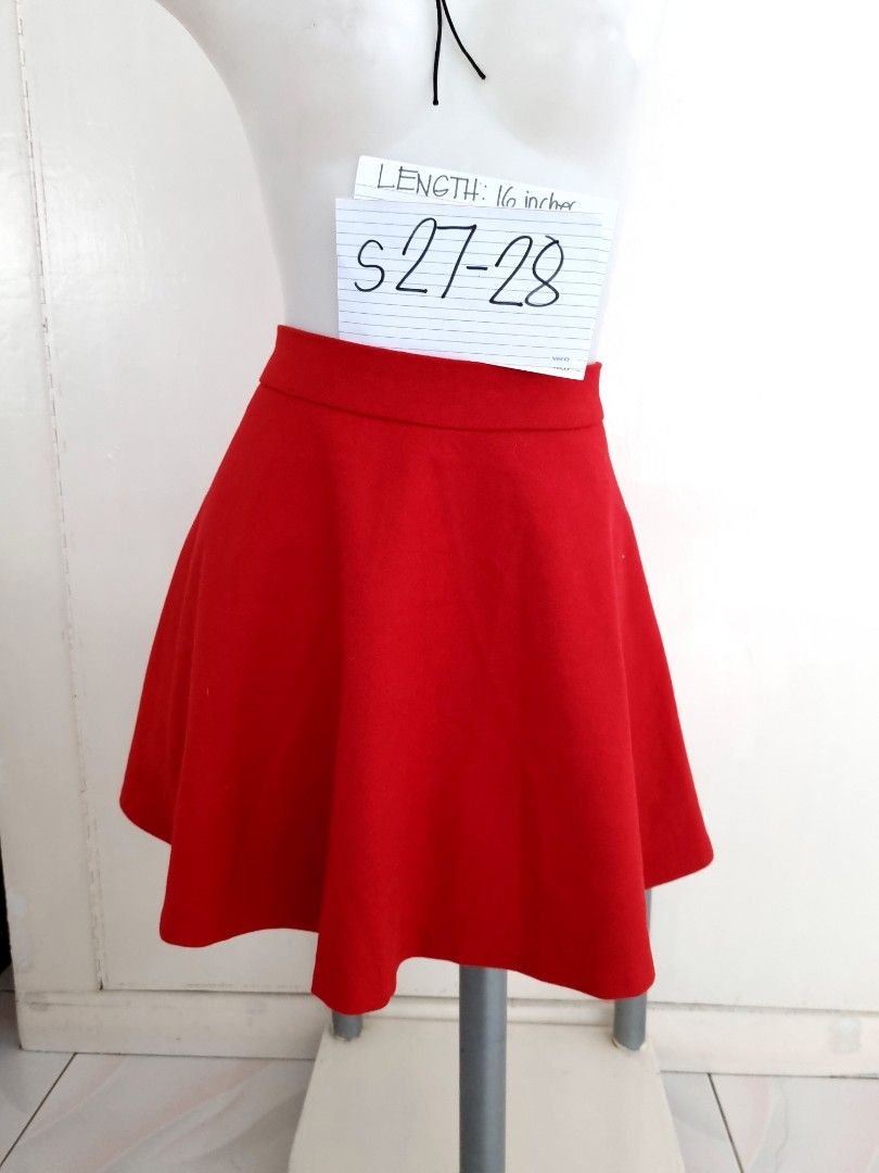 Pioneer Clothing Red Flare Skirt with Inners Designed by Korea, Women's