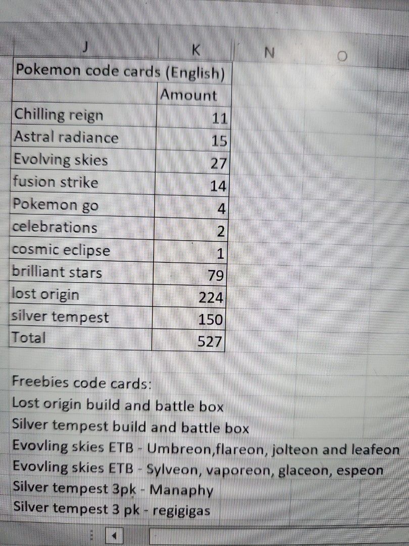 Pokemon tcg code cards (Lost origin, silver tempest, brilliant stars