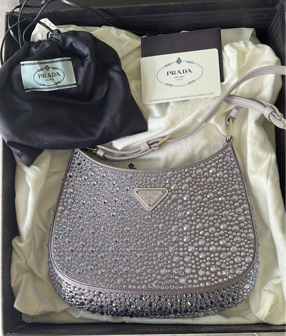 Prada Cleo satin bag with crystals, Women's Fashion, Bags & Wallets,  Shoulder Bags on Carousell