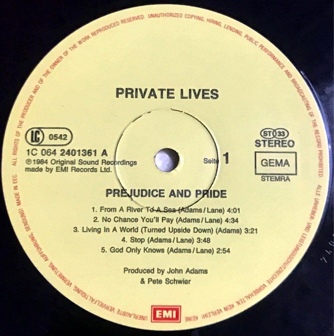 PRIVATE LIVES PREJUDICE AND PRIDE LP NEW WAVE, Hobbies  Toys, Music   Media, Vinyls on Carousell