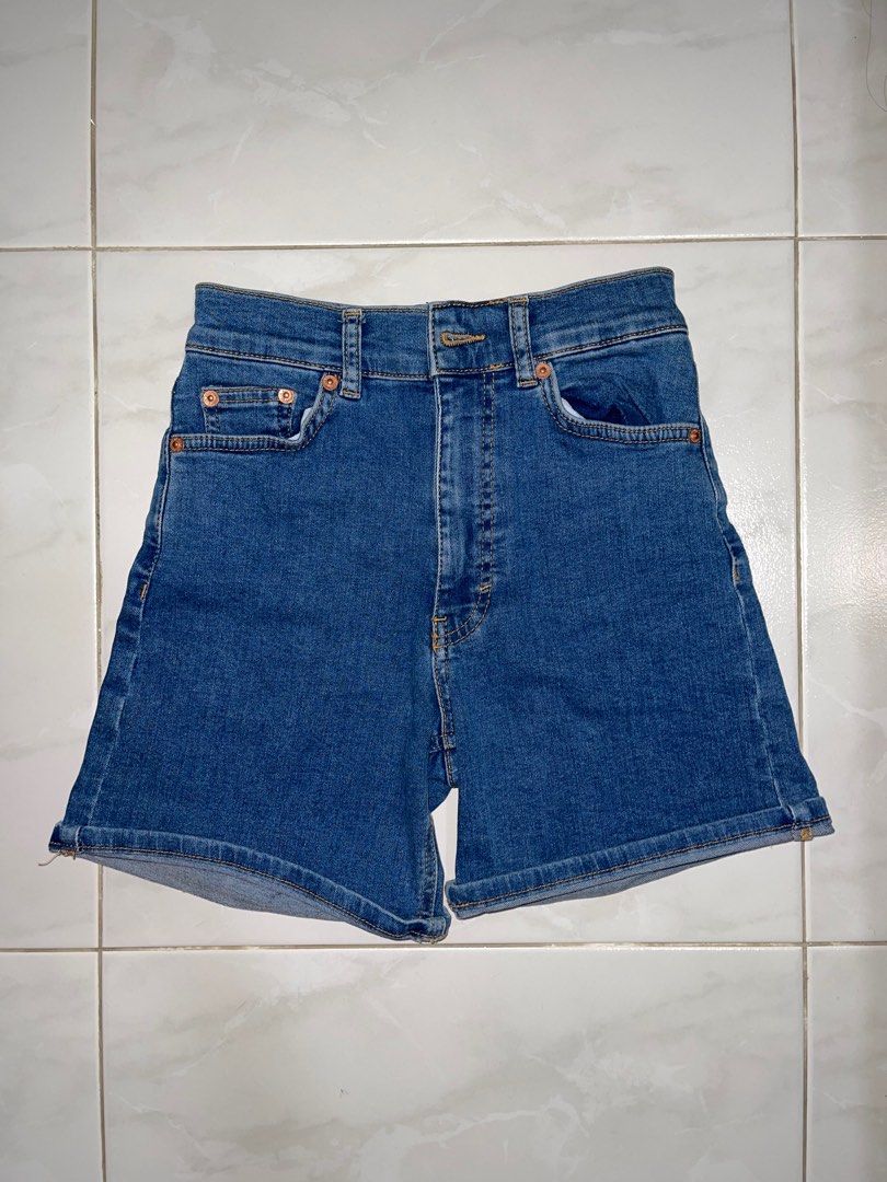 High waist denim Bermuda shorts - PULL&BEAR