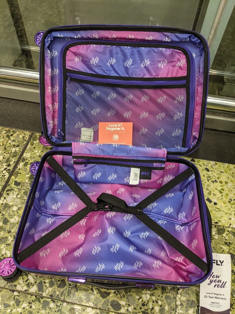 Purple color 2022 inch expandable hand carry airplane cabin size