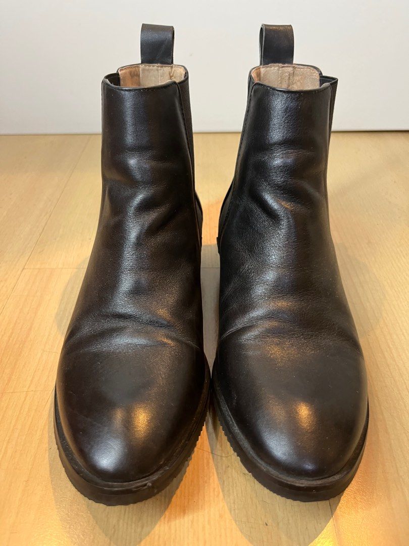 Genuine black leather boots outlet