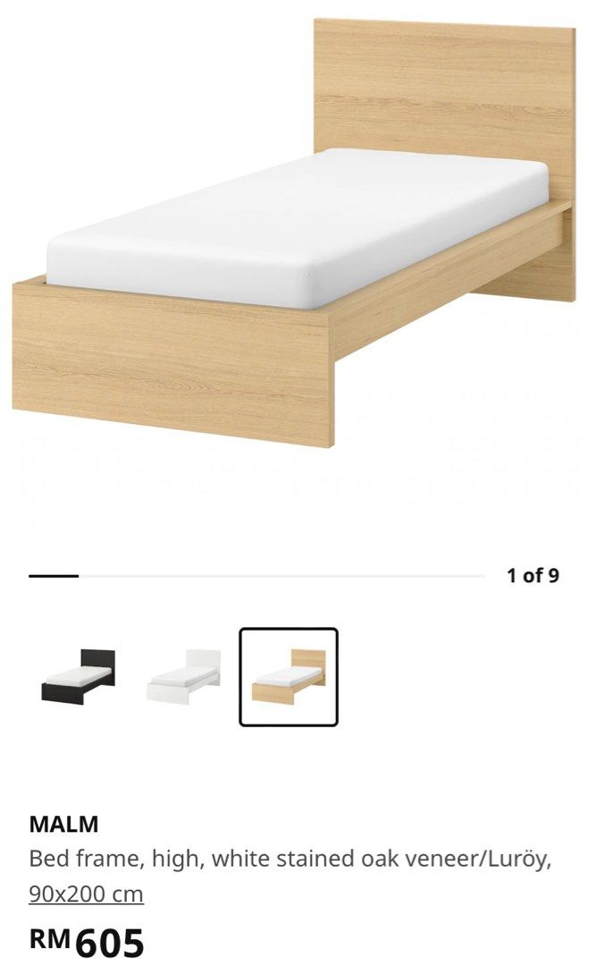 Set katil single Malm Ikea, Furniture & Home Living, Bedding & Towels
