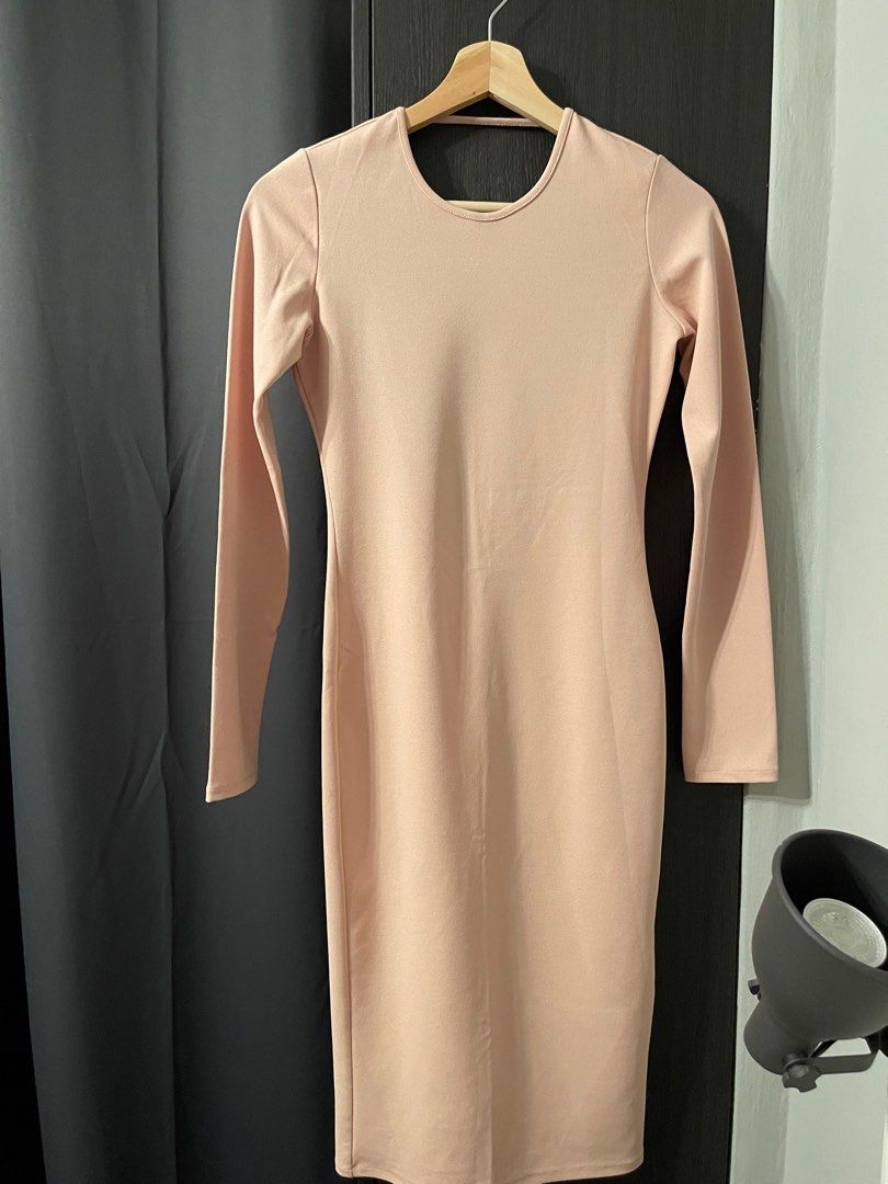 zara bodycon dress long sleeve NWT Zara Black Cutout Long-Sleeve Bodycon Dress Size M