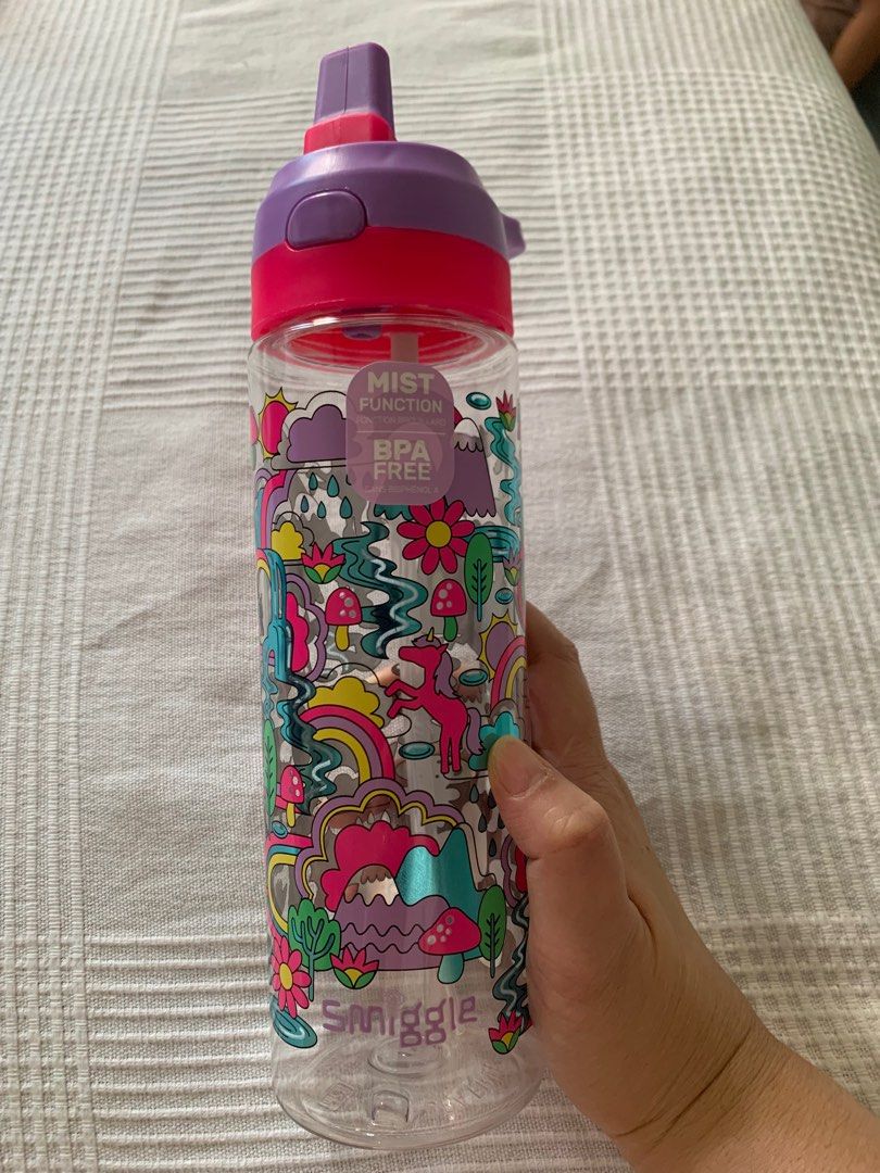 Smiggle water bottle with mist function, Furniture & Home Living
