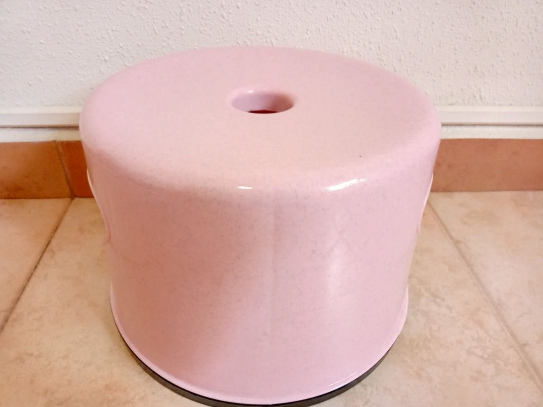 Stool (Durable Plastic) (Category: Chairs) located in Singapore. Submitted by derrickghp (Listing ID 1206990713, Image 2). Description: • 1 x Stool (Durable Plastic) • Pink (Glossy Finish) • Top 23cm (Dia), Bottom 26cm (Dia) • 18cm (H) • Clearing items as moving to smaller BTO flat • Hope the items serve you well • Thanks for your support to REUSE .