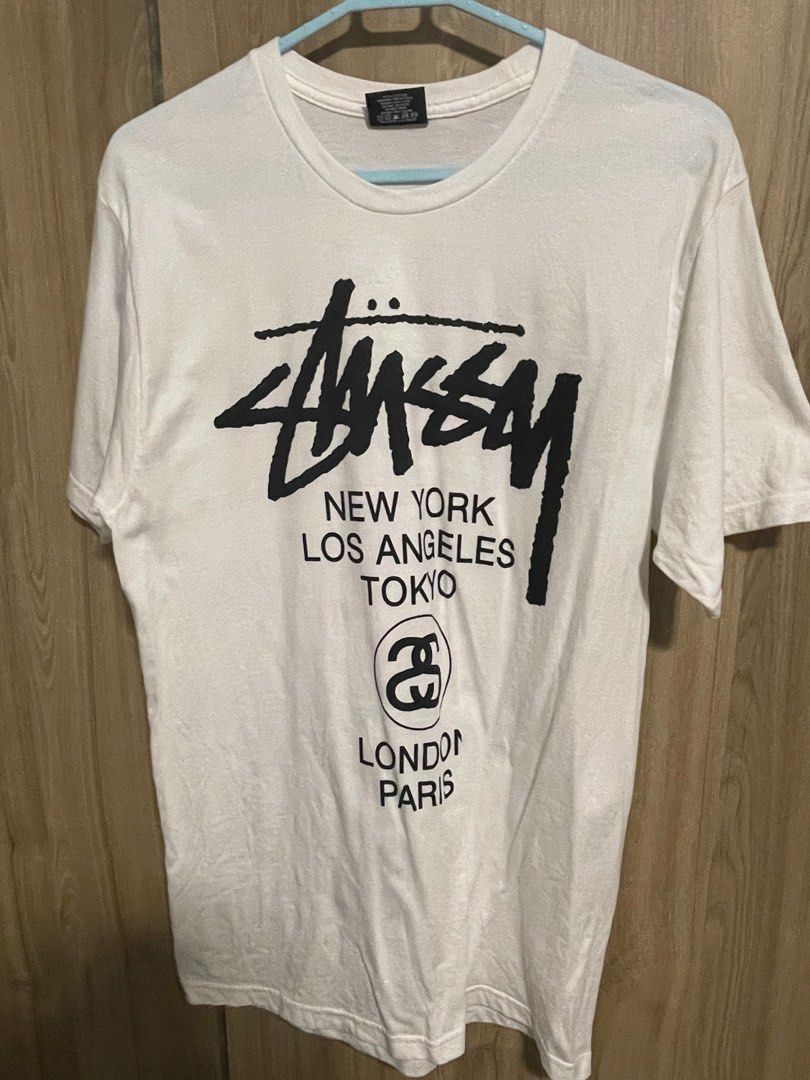 stussy world tour tee white