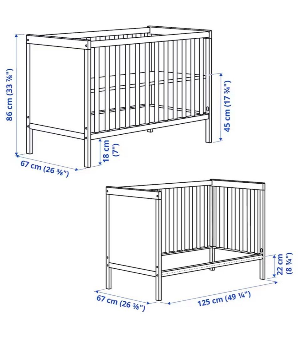 Sundvik IKEA cot and mattress, Furniture & Home Living, Furniture, Bed