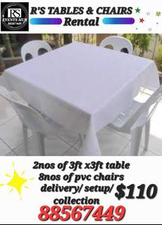 Tables and chairs rental