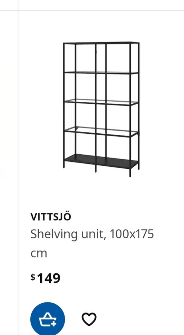 Tall shelving unit VITTSJO ikea, Furniture & Home Living, Furniture, Shelves, & Racks