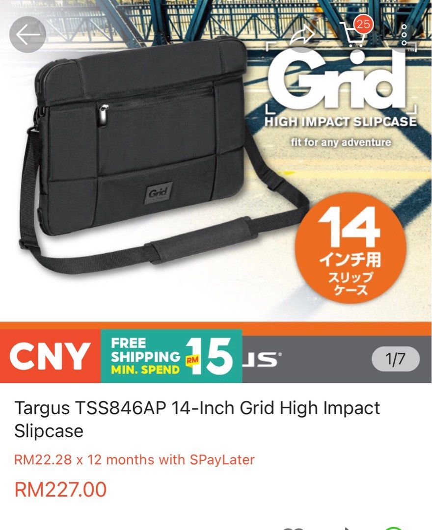Targus 15.6" Grid High Impact Laptop Slipcase laptop bag, Computers