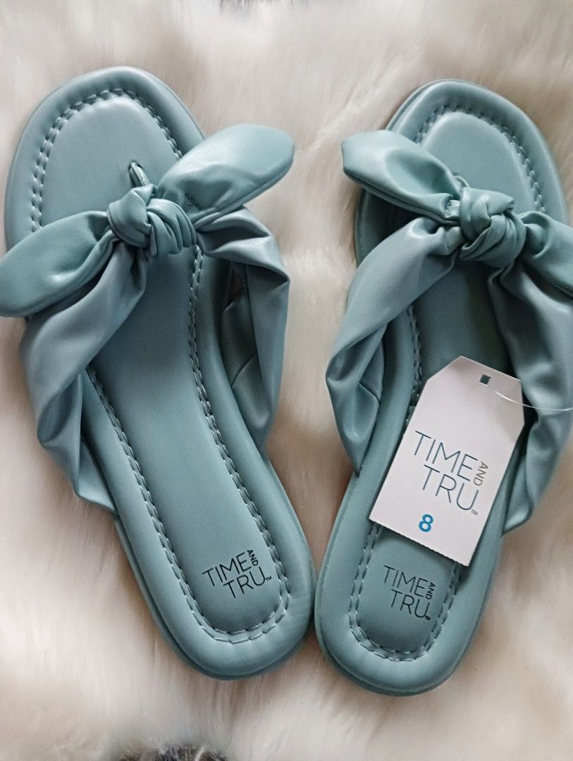 Time and tru bow on sale slide sandals
