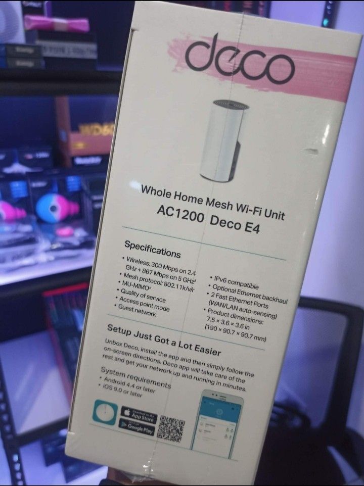 TP-Link Deco E4 AC1200 Whole Home Mesh WiFi System 1PACK (Category: Networking) located in Makati City. Submitted by slaccessoriesshop (Listing ID 1206931554, Image 3). Description: TP-Link Deco E4 AC1200 Whole Home Mesh WiFi System 1PACK Available in 2PACK 💥 ELECTRONICS, COMPUTER ACCESSORIES AND APPLIANCES 💥 All Items - Original / Brand New / Sealed We issue SALES INVOICE With WARRANTY RECEIPT With TECHNICAL SUPPORT Accepting BULK ORDERS We ar