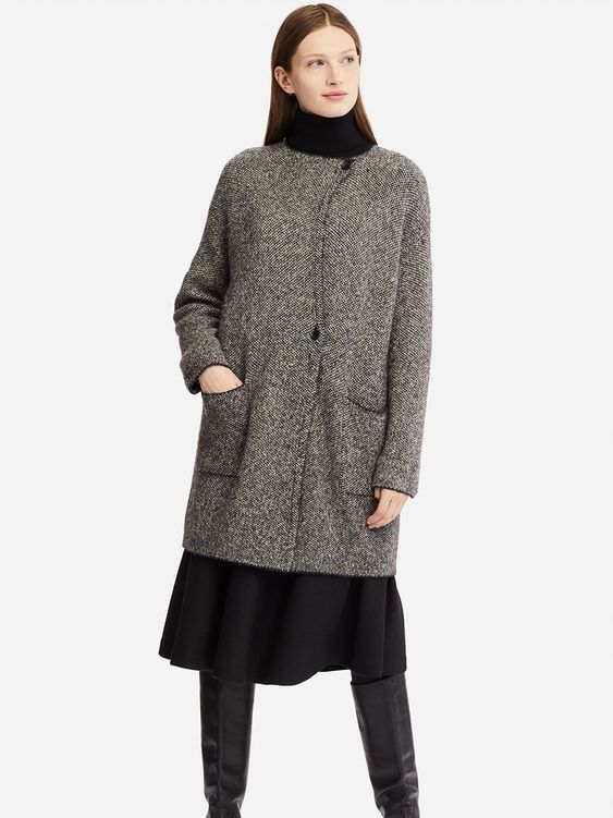 Uniqlo tweed coat sale
