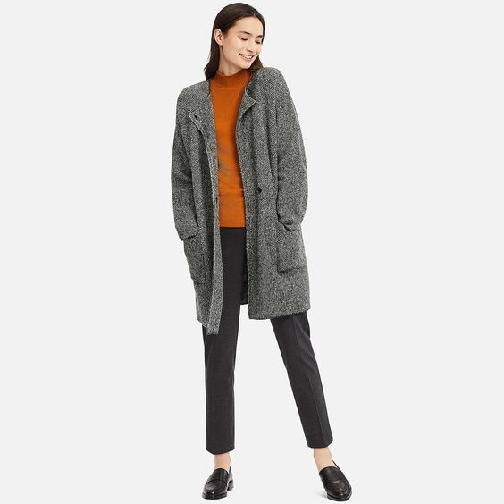 Women tweed best sale knitted coat