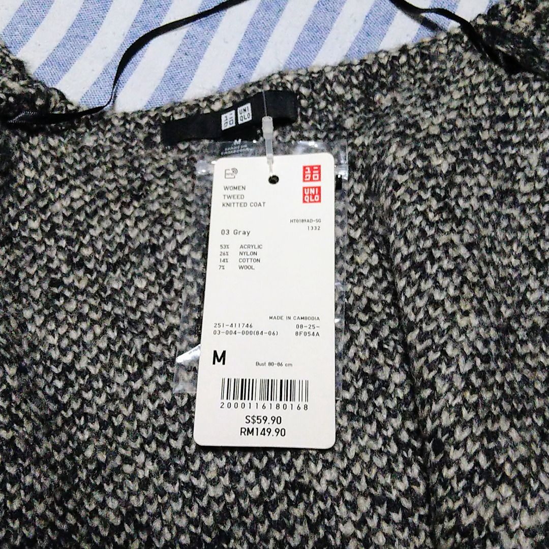 Uniqlo women tweed knitted hot sale coat