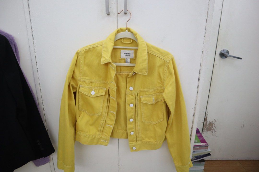 Forever 21 yellow denim jacket sale