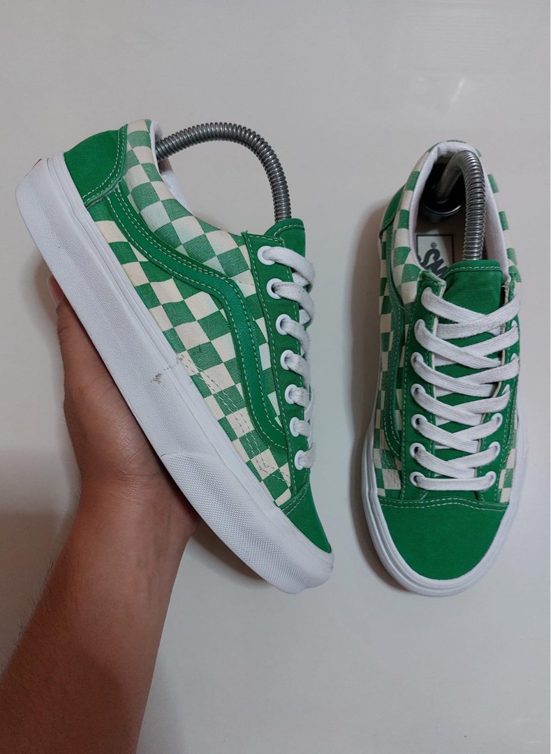 Green checkered old skool vans 2025