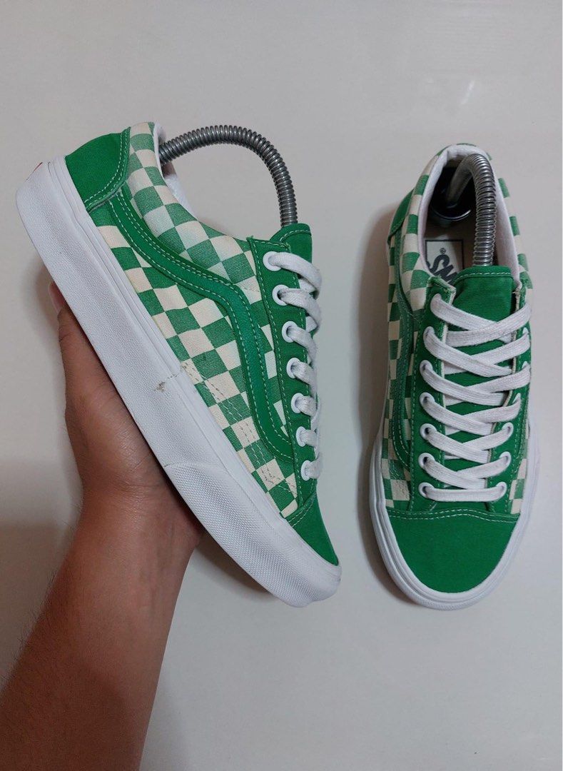 Green checkered old skool vans 2025