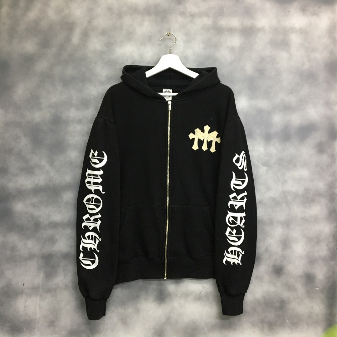 Vintage Chrome Hearts Zipper Hoodie, Men's Fashion, Tops & Sets