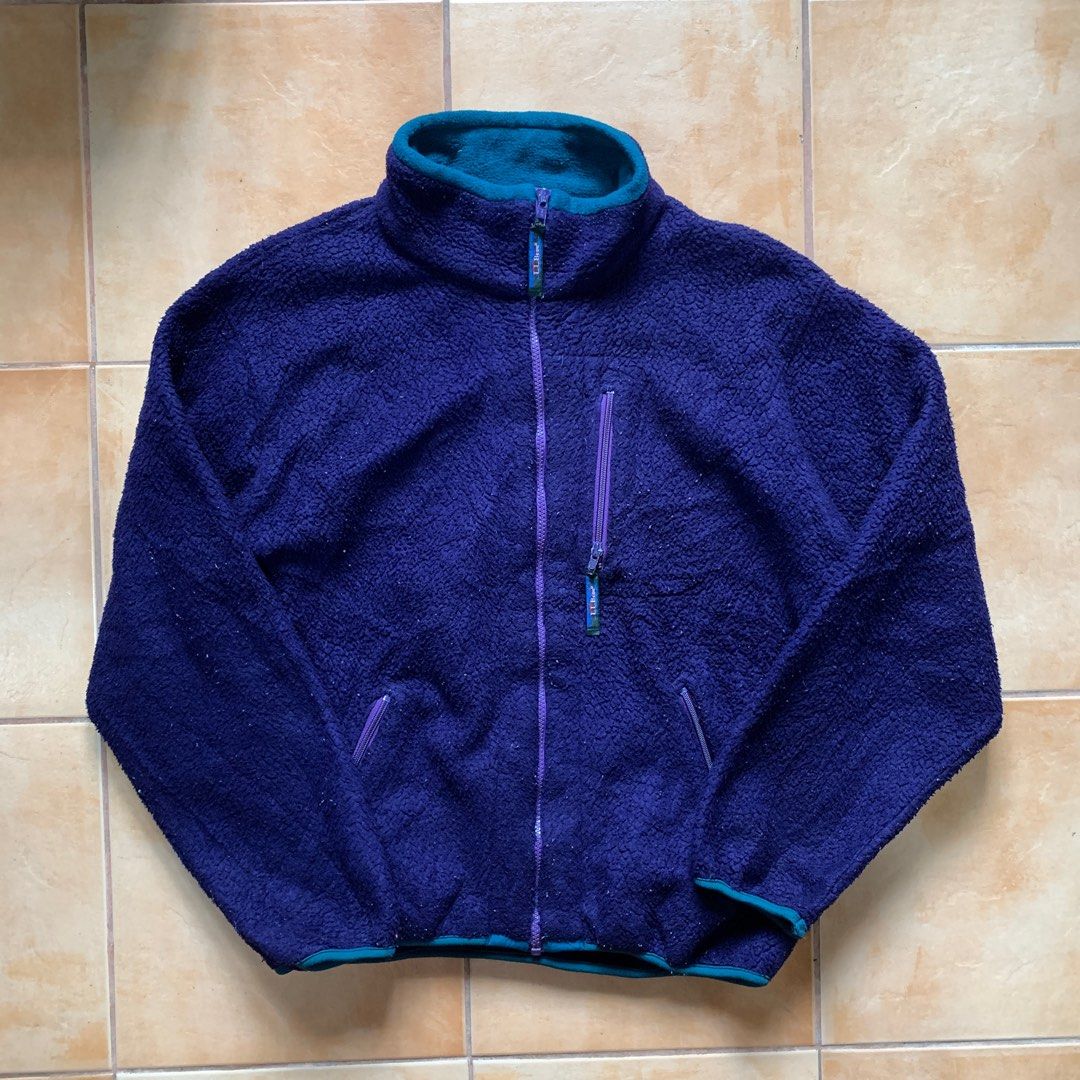 90s-00'S Vintage LL Bean Fleece Jacket, Men's Size L polyester navy blue type Vintage Second Hand