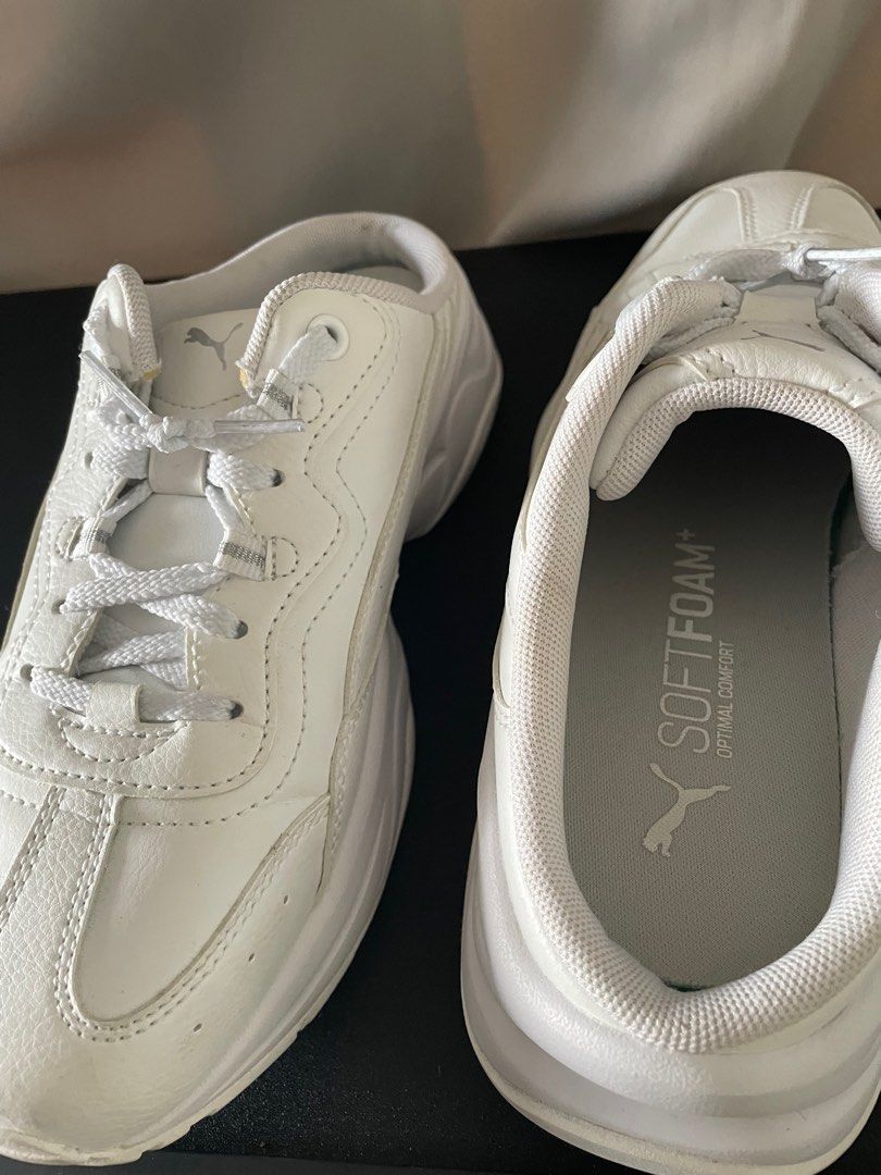 White leather backless sneakers Puma Carousell