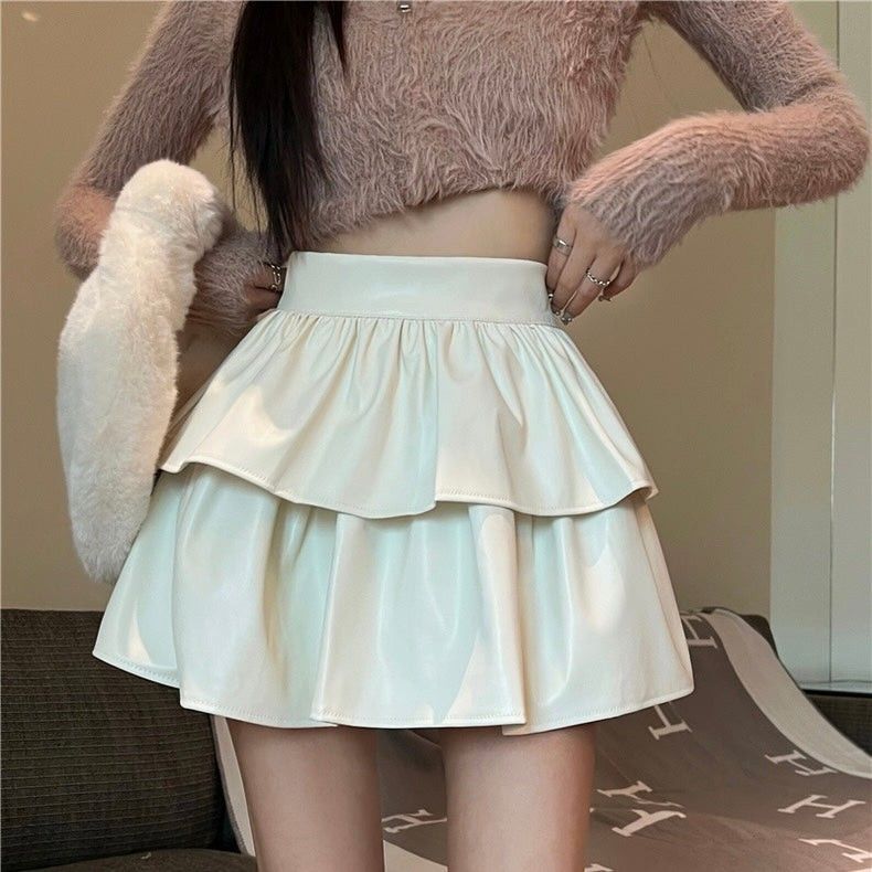 White leather skater skirt cheap