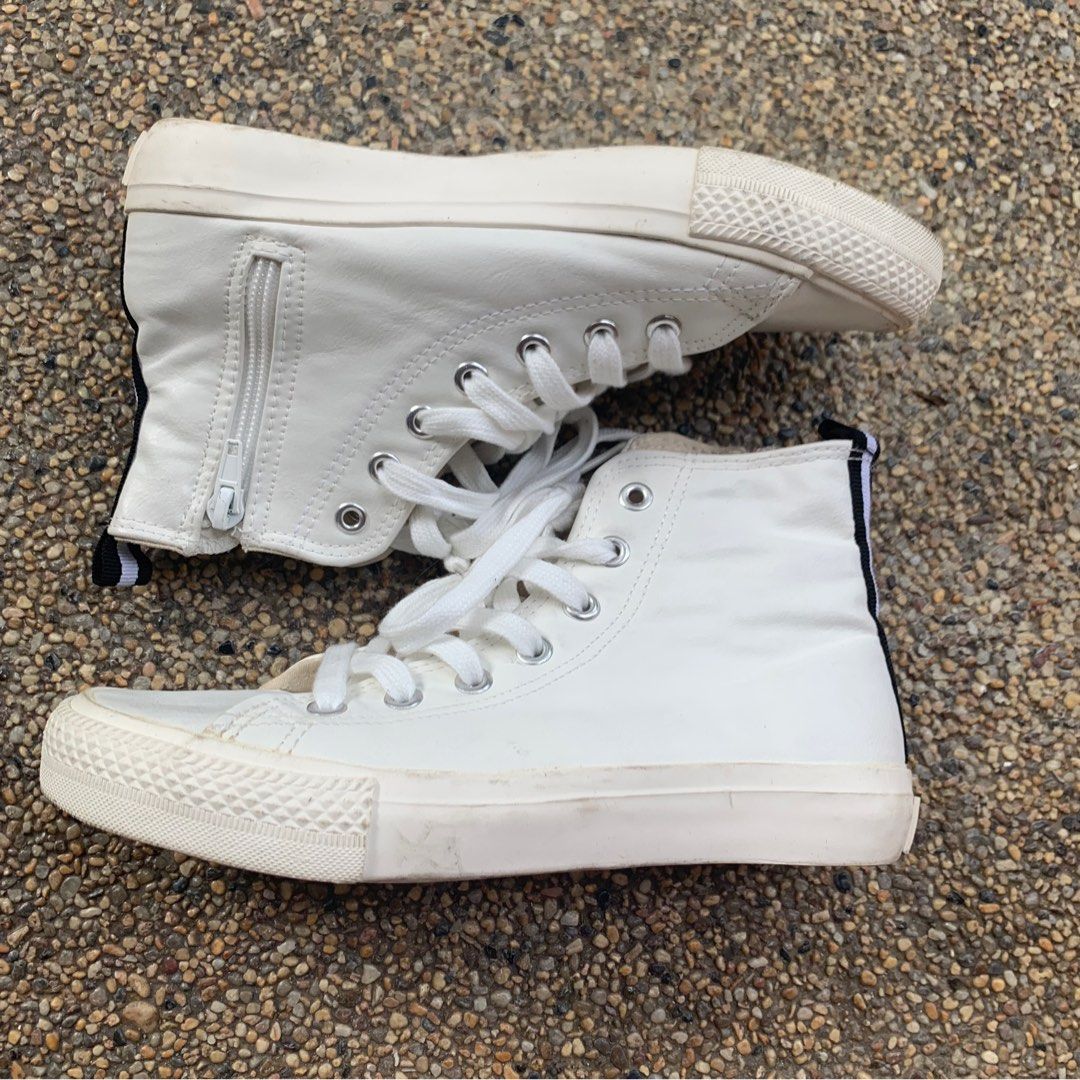 Women's Trendy Fashion High Top Boots Sneakers Shoes Air Force Canvas with  Side Zipper Laces - White (Not Converse) #Huat88, Women's Fashion, Footwear,  Sneakers on Carousell