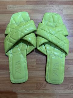 Zara green flat slippers for ladies