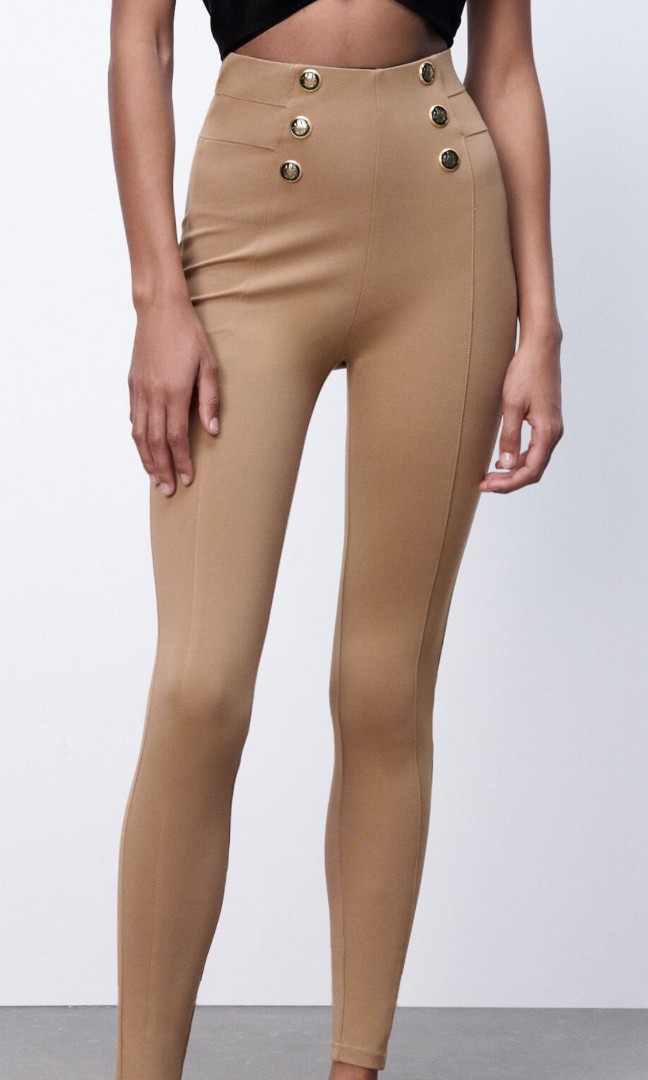 Zara Legging w Gold Buttons, Women's Fashion, Bottoms, Jeans