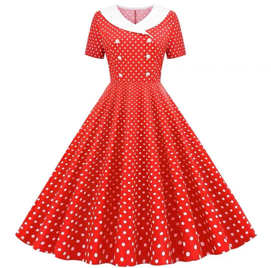 70s polka dot vintage dress red Women s Fashion Dresses Sets