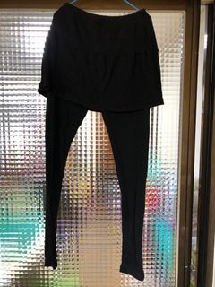 黑色鬆緊長褲褲裙內搭