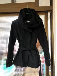 韓版花苞黑色斜拉外套