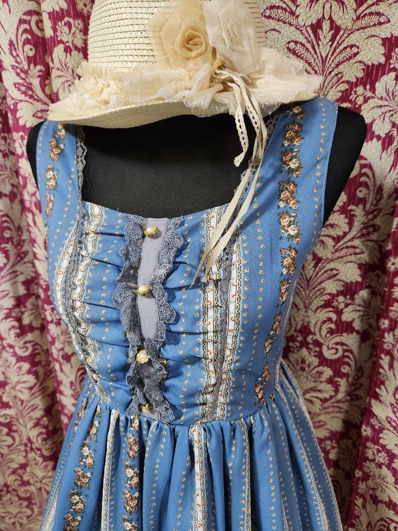 Axes Femme Blue Floral JSK Dress Vintage Cottagecore Lolita Gyaru