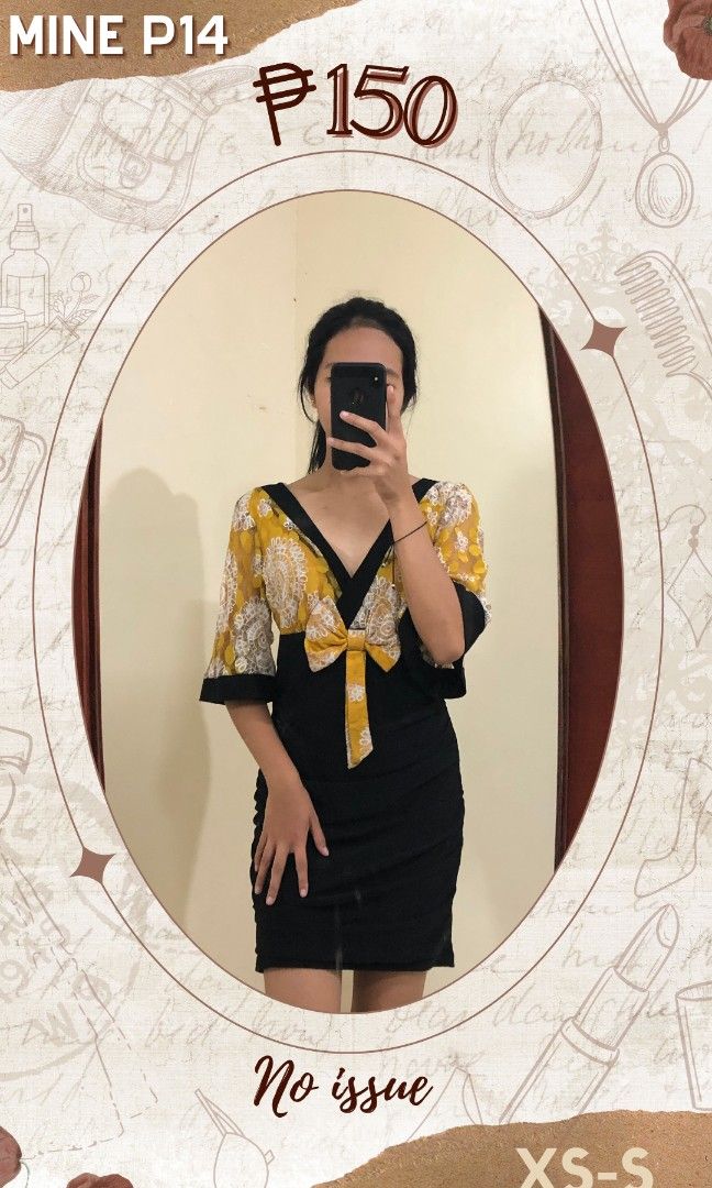 Black and yellow ribbon dress, Women's Fashion, Dresses & Sets, Dresses