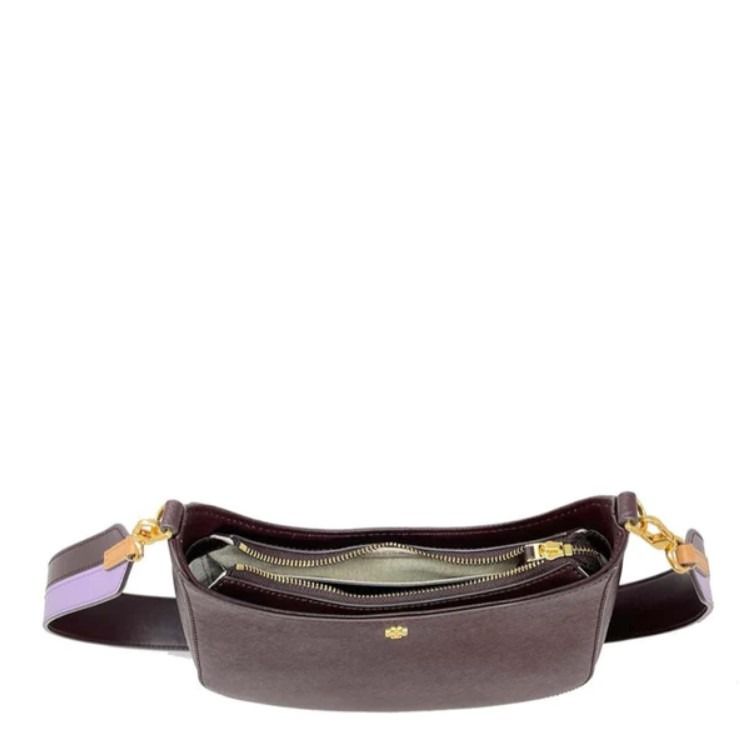BRAND NEW AUTHENTIC INSTOCK TORY BURCH 2 STRAPS EMERSON SWINGPACK LEATHER CROSSBODY BAG 137417 TEMPRANILLO