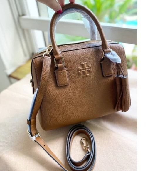 Tory Burch Thea Web Large Shoulder Bag Moose Size OS, Luxury, Bags &  Wallets on Carousell