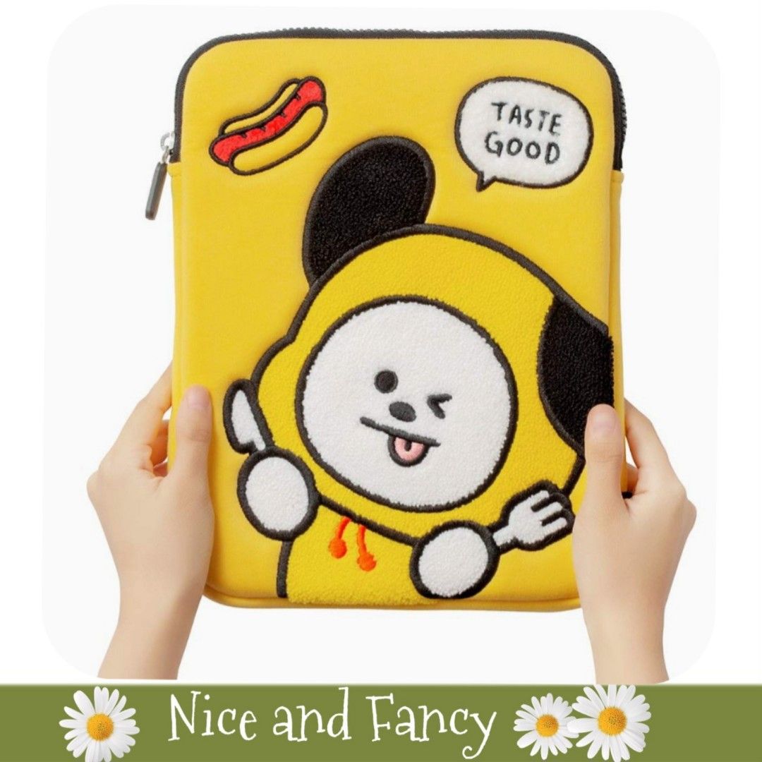 BT21 Chimmy Bite Boucle Tablet Pouch -10 inches (Category: Laptop Bags & Sleeves) located in Quezon City. Submitted by niceandfancy (Listing ID 1204146994, Image 1). Description: *compatible with 10 inches -ipad air, ipad air, galaxy tab *material: cotton *shell type: soft *zipper closure *product size: 23 x 29 x 3.5cm *weight: 100g.