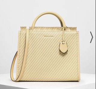 Charles & Keith Frayed Woven Tote Bag