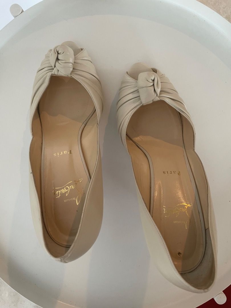 White peep toe discount flats