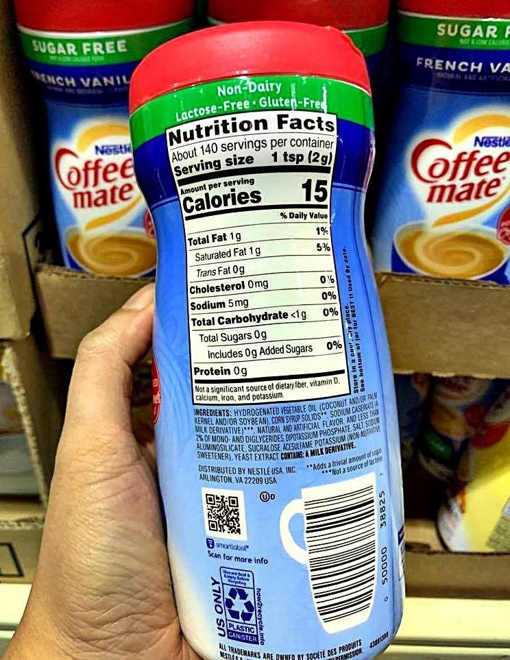 Coffee Mate Creamer Sugar Free French Vanilla Diabetic Keto Low